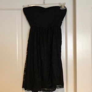 Black strapless lace dress